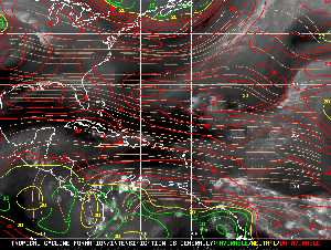 Météo tropicale : Carte des vents de cisaillement.