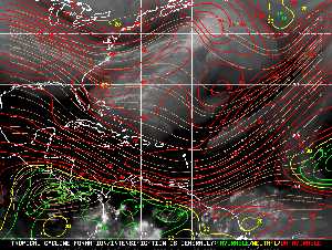 Météo tropicale : Carte des vents de cisaillement.