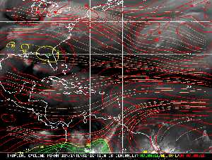Météo tropicale : Carte des vents de cisaillement.