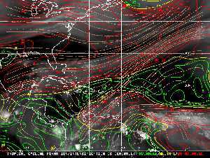 Météo tropicale : Carte des vents de cisaillement.