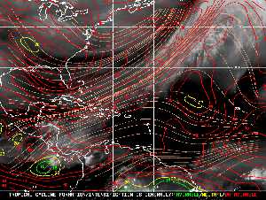Météo tropicale : Carte des vents de cisaillement.