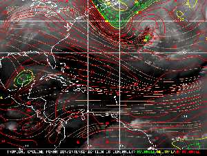 Météo tropicale : Carte des vents de cisaillement.