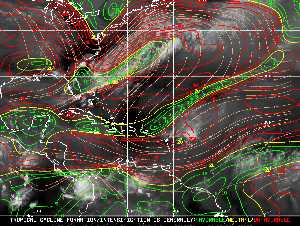 Météo tropicale : Carte des vents de cisaillement.