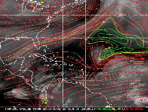 Météo tropicale : Carte des vents de cisaillement.
