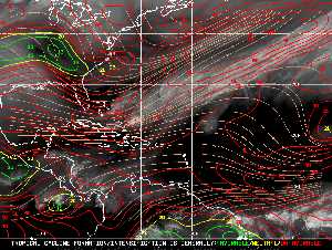 Météo tropicale : Carte des vents de cisaillement.