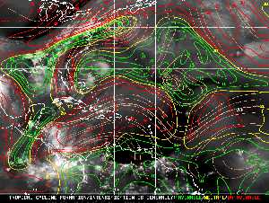 Météo tropicale : Carte des vents de cisaillement.