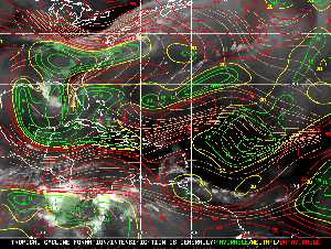 Météo tropicale : Carte des vents de cisaillement.