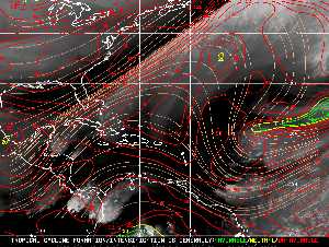 Météo tropicale : Carte des vents de cisaillement.