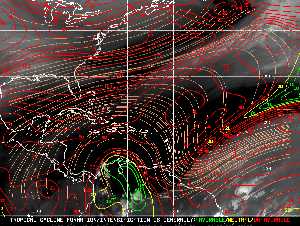 Météo tropicale : Carte des vents de cisaillement.