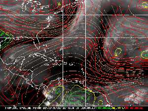 Météo tropicale : Carte des vents de cisaillement.