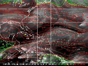 Météo tropicale : Carte des vents de cisaillement.