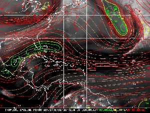 Météo tropicale : Carte des vents de cisaillement.