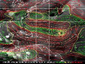 Météo tropicale : Carte des vents de cisaillement.