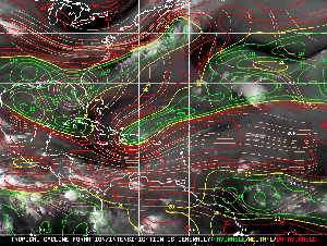 Météo tropicale : Carte des vents de cisaillement.