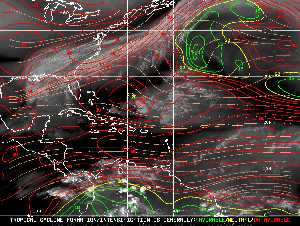 Météo tropicale : Carte des vents de cisaillement.