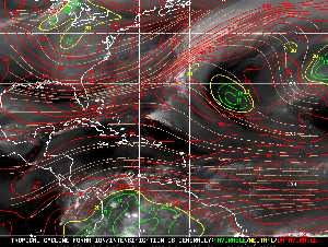 Météo tropicale : Carte des vents de cisaillement.