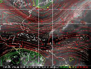 Météo tropicale : Carte des vents de cisaillement.