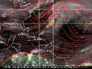 Météo tropicale : Carte des vents de cisaillement.