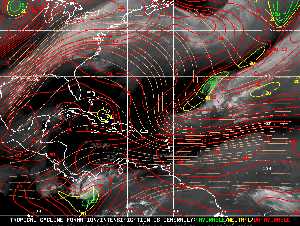 Météo tropicale : Carte des vents de cisaillement.