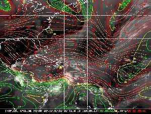 Météo tropicale : Carte des vents de cisaillement.