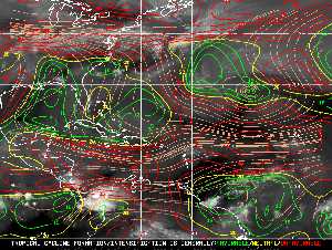 Météo tropicale : Carte des vents de cisaillement.