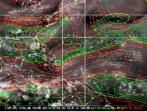 Météo tropicale : Carte des vents de cisaillement.