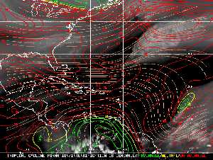 Météo tropicale : Carte des vents de cisaillement.