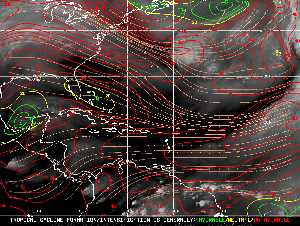 Météo tropicale : Carte des vents de cisaillement.