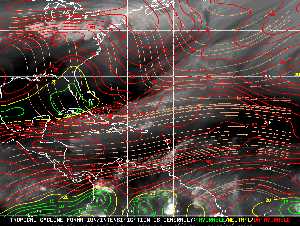 Météo tropicale : Carte des vents de cisaillement.