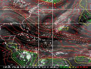 Météo tropicale : Carte des vents de cisaillement.
