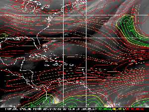 Météo tropicale : Carte des vents de cisaillement.