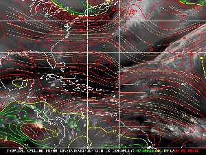 Météo tropicale : Carte des vents de cisaillement.