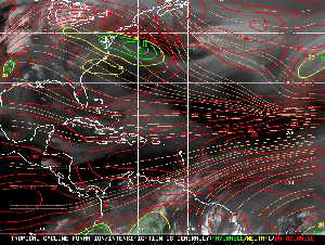 Météo tropicale : Carte des vents de cisaillement.