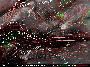 Météo tropicale : Carte des vents de cisaillement.