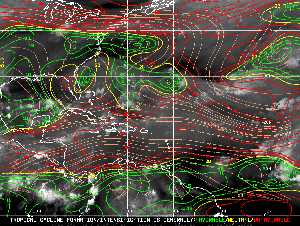 Météo tropicale : Carte des vents de cisaillement.