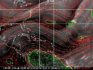 Météo tropicale : Carte des vents de cisaillement.
