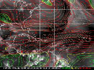 Météo tropicale : Carte des vents de cisaillement.