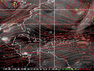 Météo tropicale : Carte des vents de cisaillement.