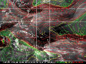 Météo tropicale : Carte des vents de cisaillement.