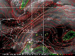 Météo tropicale : Carte des vents de cisaillement.
