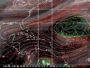 Météo tropicale : Carte des vents de cisaillement.