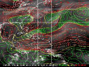 Météo tropicale : Carte des vents de cisaillement.