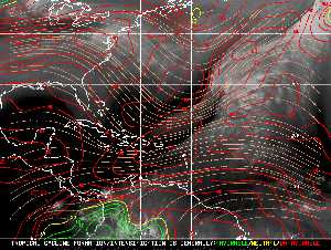 Météo tropicale : Carte des vents de cisaillement.