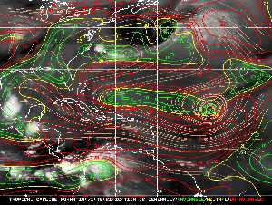 Météo tropicale : Carte des vents de cisaillement.