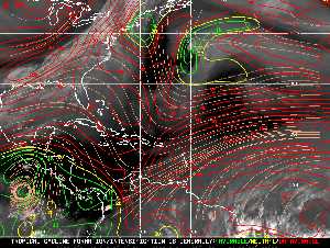 Météo tropicale : Carte des vents de cisaillement.