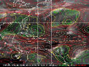Météo tropicale : Carte des vents de cisaillement.