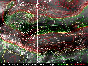 Météo tropicale : Carte des vents de cisaillement.