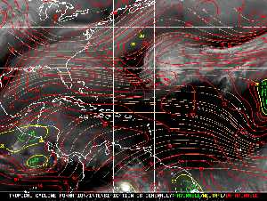 Météo tropicale : Carte des vents de cisaillement.