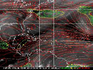 Météo tropicale : Carte des vents de cisaillement.
