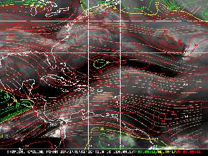 Météo tropicale : Carte des vents de cisaillement.